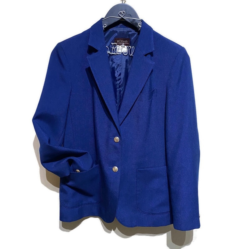 Dillard's Vintage Blue Linen Blazer